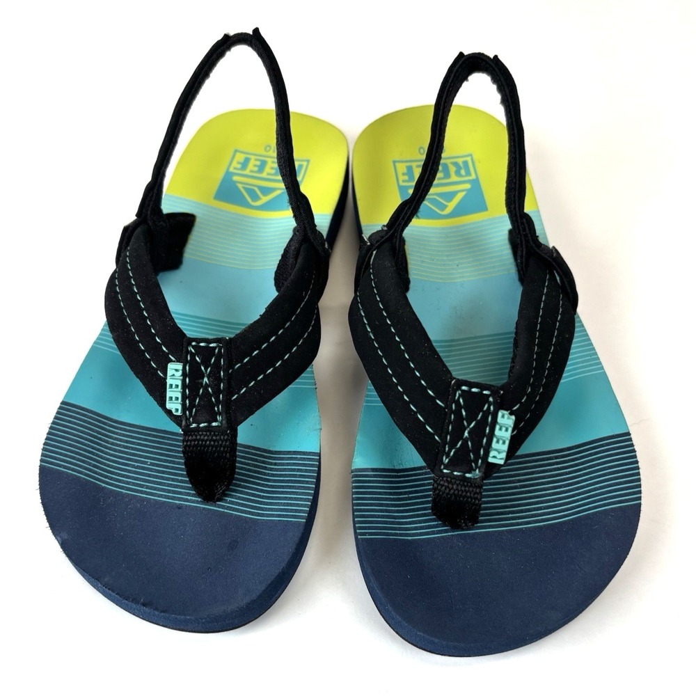 REEF AHI Kids Slip-On Flip Flop Sandals Green/Turquoise/Blue Size 9/10 NEW